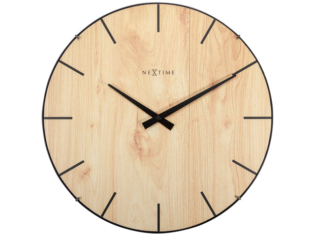 Wandklok Nextime Edge-Wood-Dome dia 35cm kunststof licht bruin