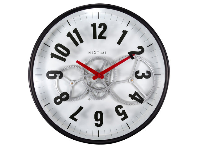 Wandklok Nextime 36cm Gear Clock wit metaal/glas