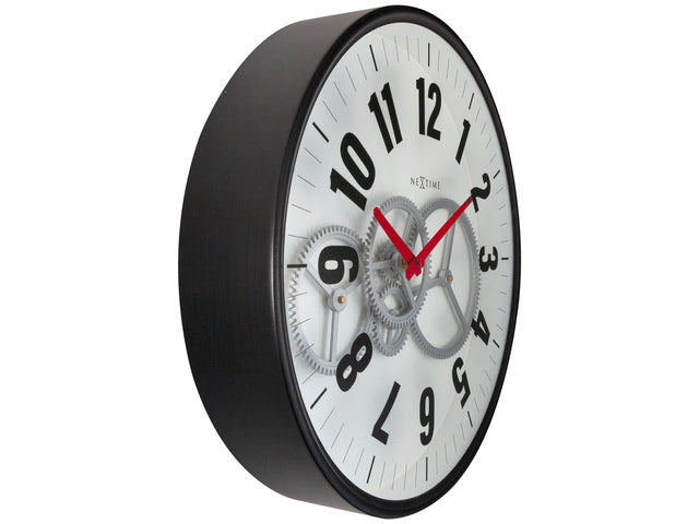Wandklok Nextime 36cm Gear Clock wit metaal/glas