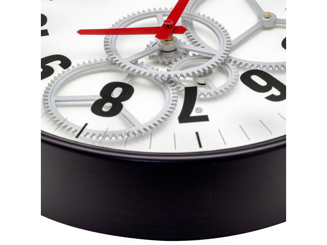 Wandklok Nextime 36cm Gear Clock wit metaal/glas