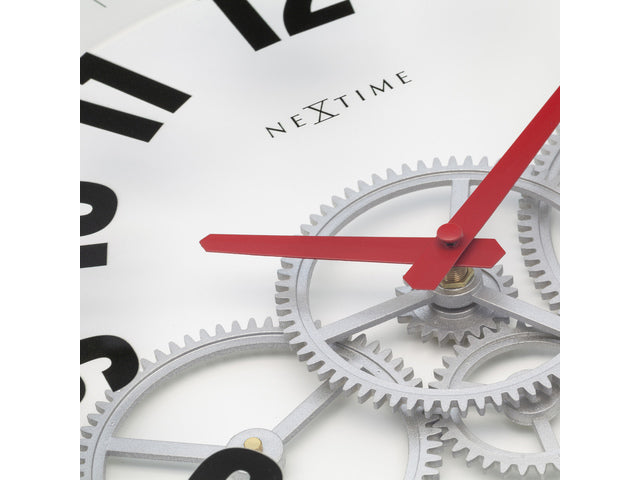 Wandklok Nextime 36cm Gear Clock wit metaal/glas
