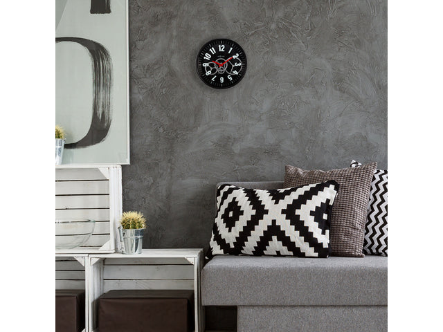Wandklok Nextime 36cm Gear Clock zwart metaal/glas