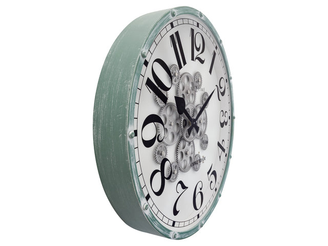 Witte Gear Klok - Grote Wandklok - 50cm - Bewegende tandwielen - "Henry" - NeXtime