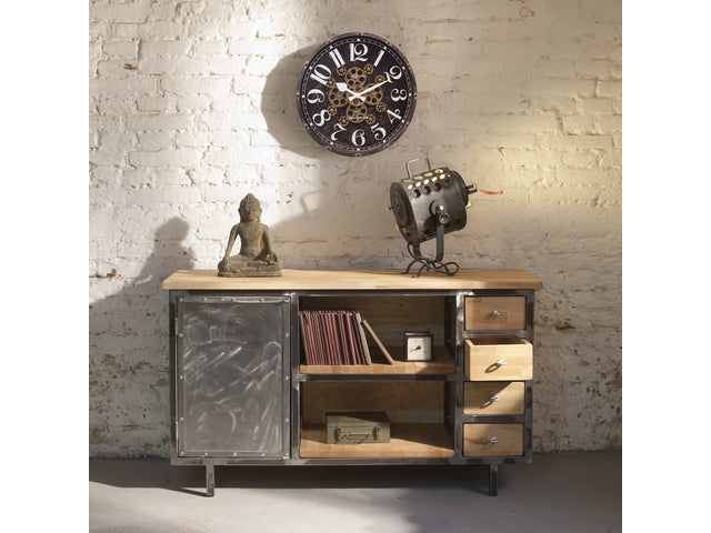 Zwarte Klok - Grote Wandklok - 50cm - Bewegende tandwielen - "Henry" - NeXtime