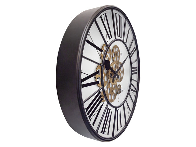 Witte Gear Klok - Grote Wandklok - 50cm - Bewegende Tandwielen - "William" - NeXtime