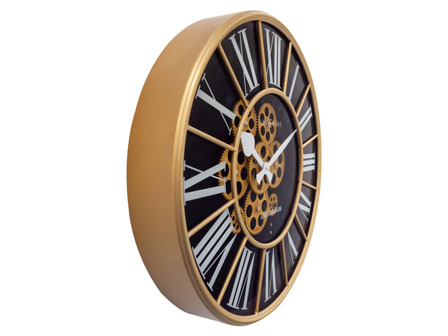 Zwarte Gear Klok - Grote Wandklok - 50cm - Bewegende tandwielen - "William" - NeXtime