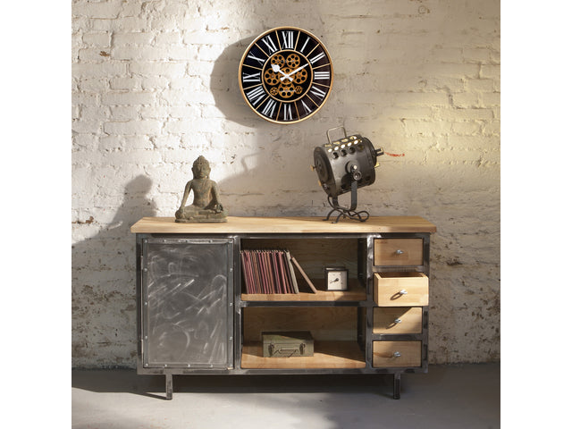 Zwarte Gear Klok - Grote Wandklok - 50cm - Bewegende tandwielen - "William" - NeXtime