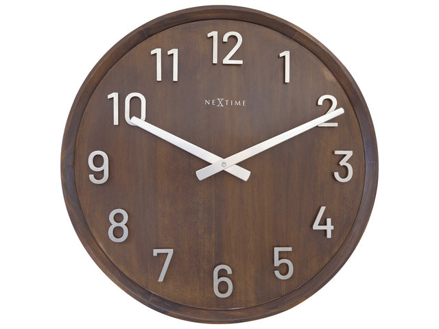 Grote wandklok - 50cm - Stille klok - Walnoot hout - NeXtime "Precious"