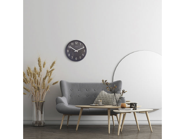 Grote wandklok - 50cm- Stille klok - Walnoot - zwart - NeXtime "Precious"