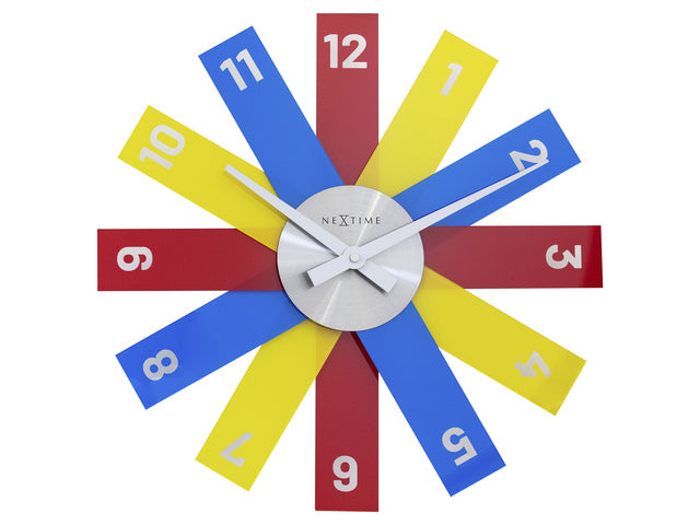 Design wandklok - 40cm - Stille klok - Veelkleurig - Acryl - NeXtime "Plexi"