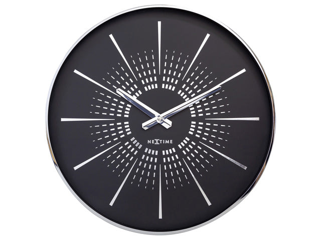 Stille wandklok - 40cm- Zwart - Metaal -NeXtime "Excentric"