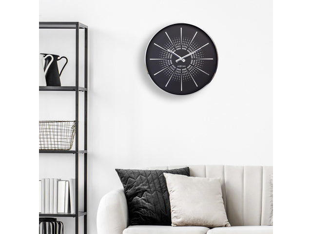Stille wandklok - 40cm- Zwart - Metaal -NeXtime "Excentric"