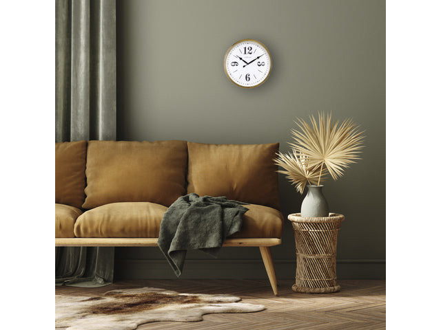 Landelijke wandklok - 39cm - Stille klok - Wit/ Goud- NeXtime "Classic"