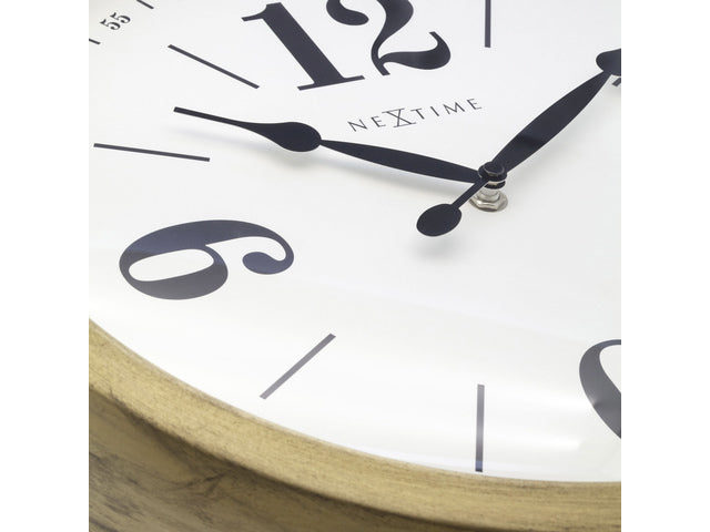 Landelijke wandklok - 39cm - Stille klok - Wit/ Goud- NeXtime "Classic"