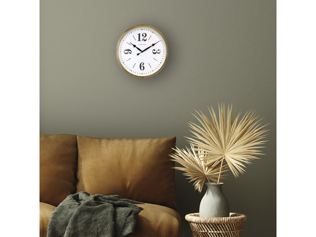 Landelijke wandklok - 39cm - Stille klok - Wit/ Goud- NeXtime "Classic"