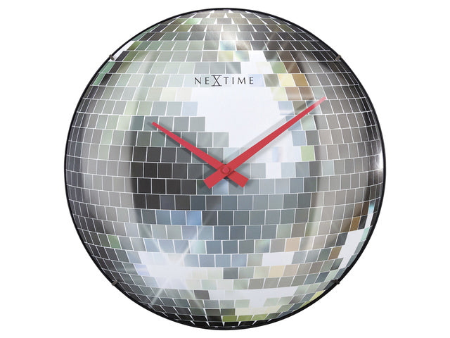 Stille wandklok - 35cm - Discobal - Koepelvormig glas - NeXtime "Disco Ball"
