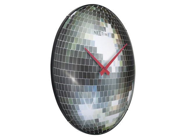 Stille wandklok - 35cm - Discobal - Koepelvormig glas - NeXtime "Disco Ball"