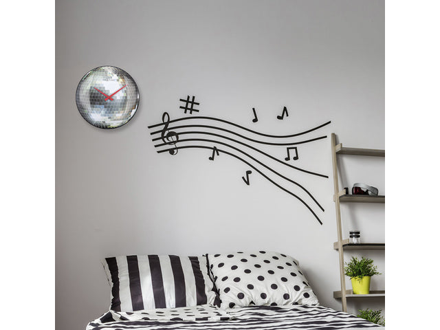 Stille wandklok - 35cm - Discobal - Koepelvormig glas - NeXtime "Disco Ball"