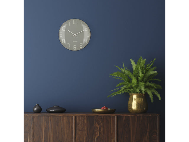 Wandklok Nextime dia 35cm bolvormig glas grijs kunststof Shade