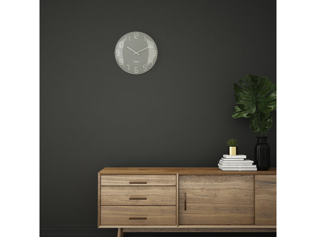 Wandklok Nextime dia 35cm bolvormig glas grijs kunststof Shade
