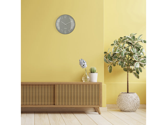 Wandklok Nextime dia 35cm bolvormig glas grijs kunststof Shade