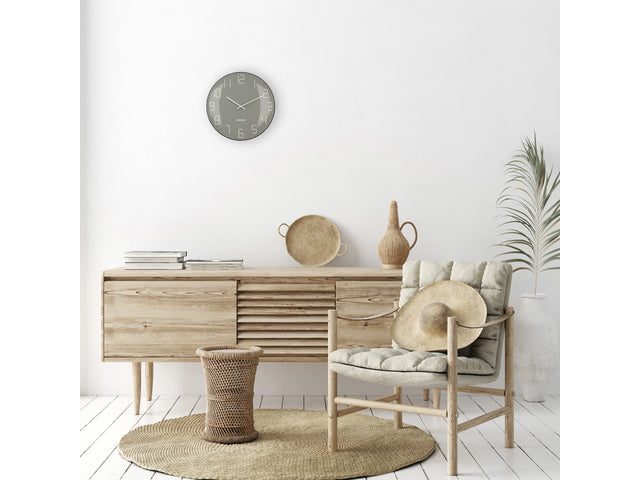 Wandklok Nextime dia 35cm bolvormig glas grijs kunststof Shade