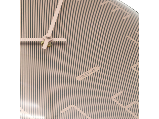 Wandklok Nextime dia 35cm bolvormig glas roze kunststof Kap