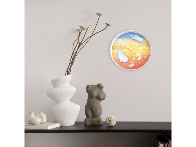 Wandklok Nextime dia 30cm multicolour kunststof veren