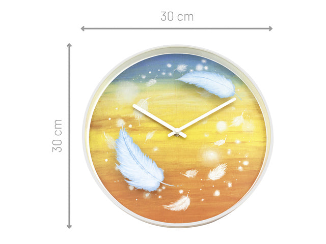 Wandklok Nextime dia 30cm multicolour kunststof veren