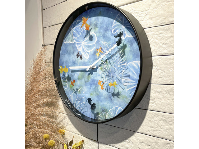Wandklok Nextime dia 30cm blauw kunststof vijver