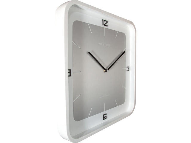 Wandklok NeXtime Jan des Bouvrie Vierkante Wand 40 x 40 x 4 cm wit