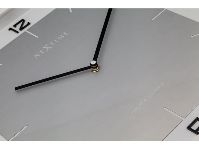 Wandklok NeXtime Jan des Bouvrie Vierkante Wand 40 x 40 x 4 cm wit