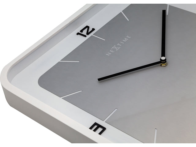 Wandklok NeXtime Jan des Bouvrie Vierkante Wand 40 x 40 x 4 cm wit