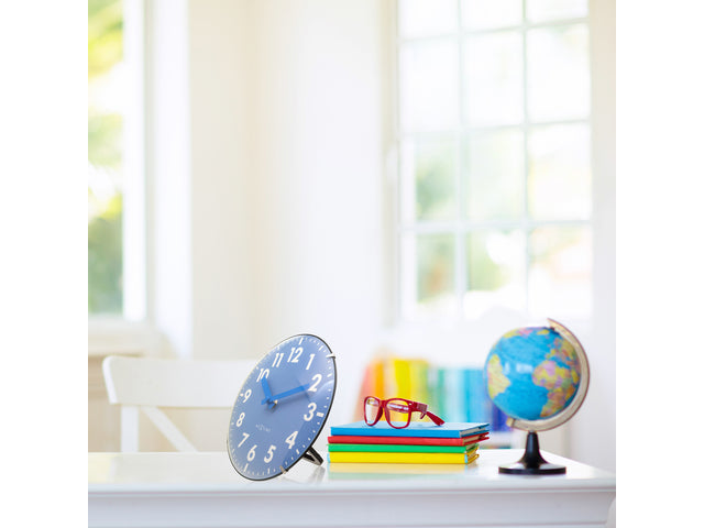 Tafelklok Nextime Duomo Mini 20 cm blauw gebolde glazen lens
