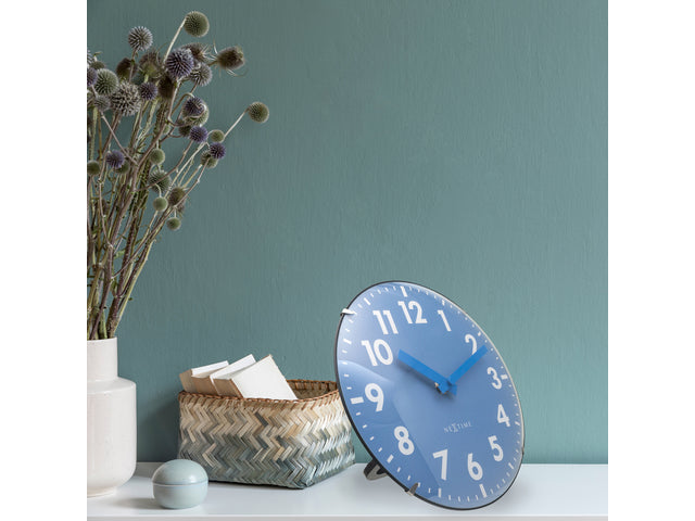 Tafelklok Nextime Duomo Mini 20 cm blauw gebolde glazen lens