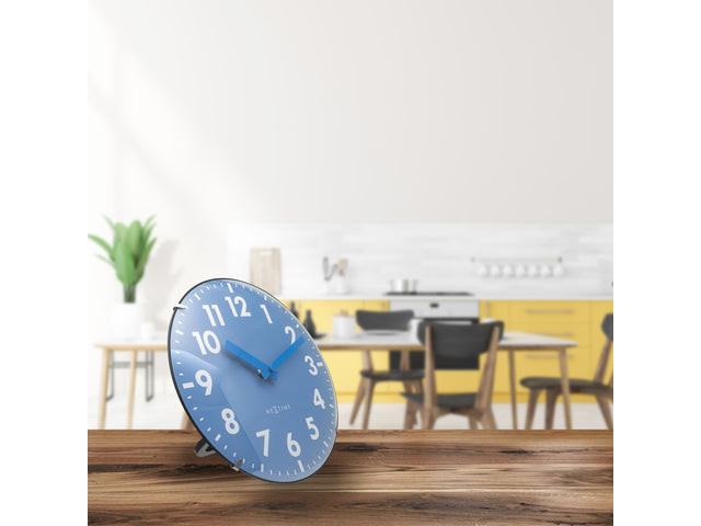 Tafelklok Nextime Duomo Mini 20 cm blauw gebolde glazen lens