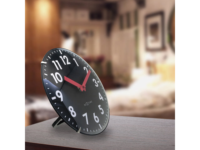Tafelklok Nextime Duomo Mini 20 cm zwart gebolde glazen lens