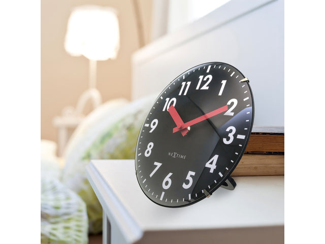Tafelklok Nextime Duomo Mini 20 cm zwart gebolde glazen lens