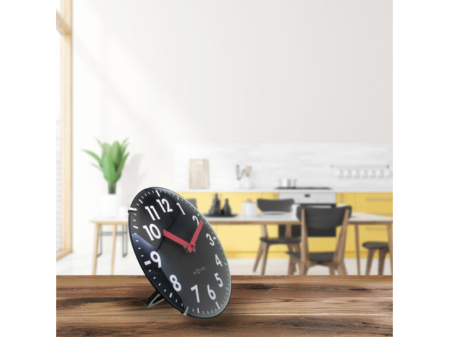Tafelklok Nextime Duomo Mini 20 cm zwart gebolde glazen lens