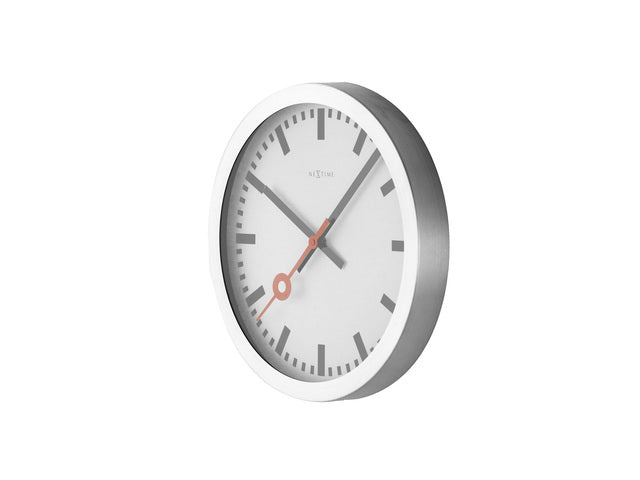Wandklok NeXtime dia. 19 cm, geborsteld aluminium, 'Station'