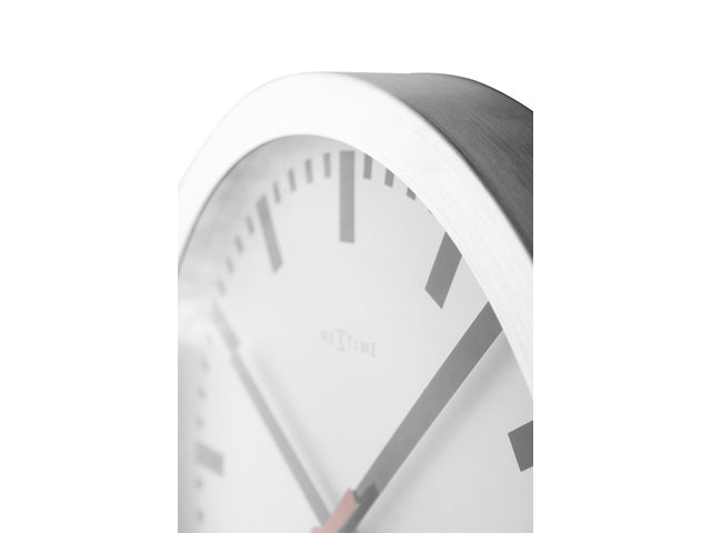 Wandklok NeXtime dia. 19 cm, geborsteld aluminium, 'Station'