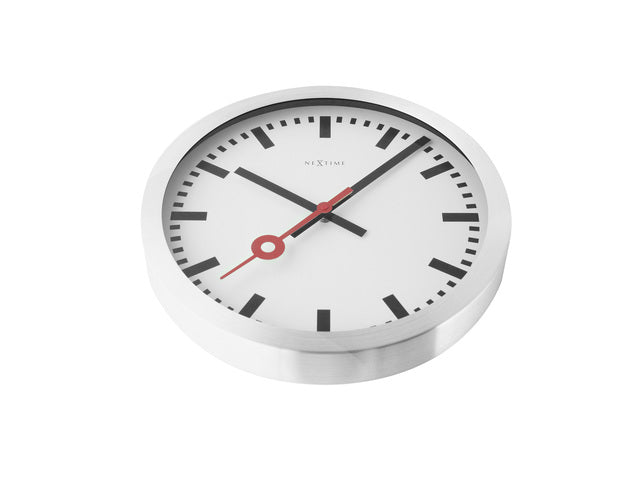 Wandklok NeXtime dia. 19 cm, geborsteld aluminium, 'Station'