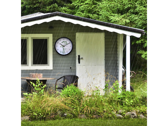 Buitenklok Nextime dia 30,5cm Anethium cijfers, zwarte rand witte wijzerplaat kunststof