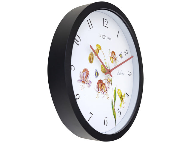 Buitenklok Nextime dia 30,5cm Silene cijfers, zwarte rand witte wijzerplaat kunststof