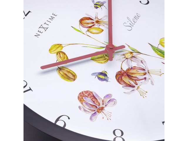 Buitenklok Nextime dia 30,5cm Silene cijfers, zwarte rand witte wijzerplaat kunststof