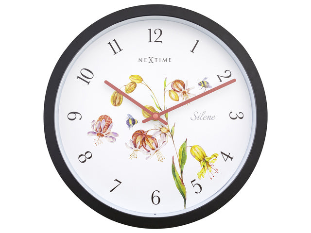 Buitenklok Nextime dia 30,5cm Silene cijfers, zwarte rand witte wijzerplaat kunststof