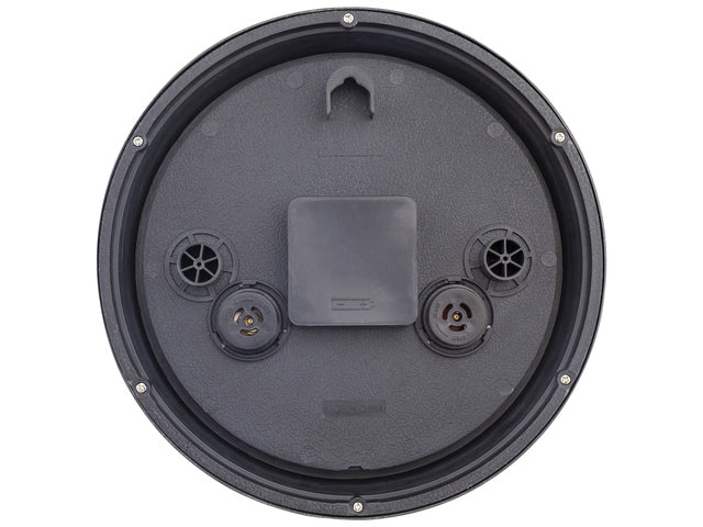 Buitenklok Nextime dia 23,5cm Jasmine met thermo- en hydrometer cijfers, zwarte rand witte wijzerplaat plastic