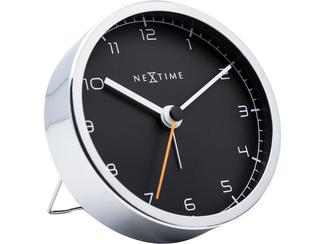 wekker NeXtime 9 x 9 x 7,5 cm, metaal, zwart, 'Bedrijfsalarm'