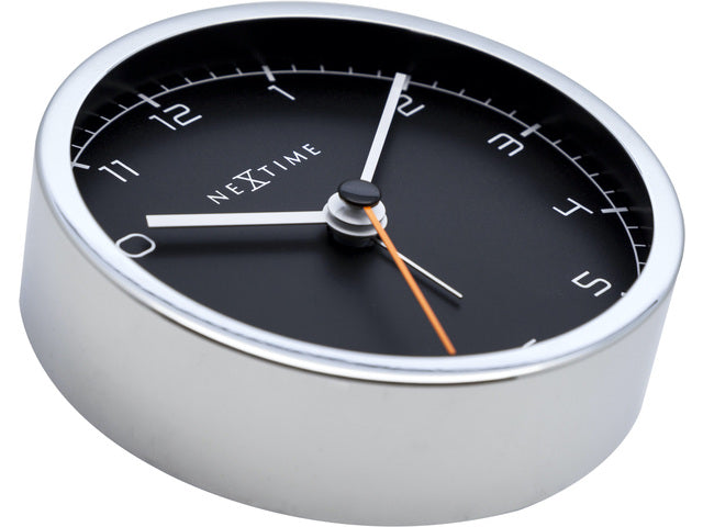 wekker NeXtime 9 x 9 x 7,5 cm, metaal, zwart, 'Bedrijfsalarm'