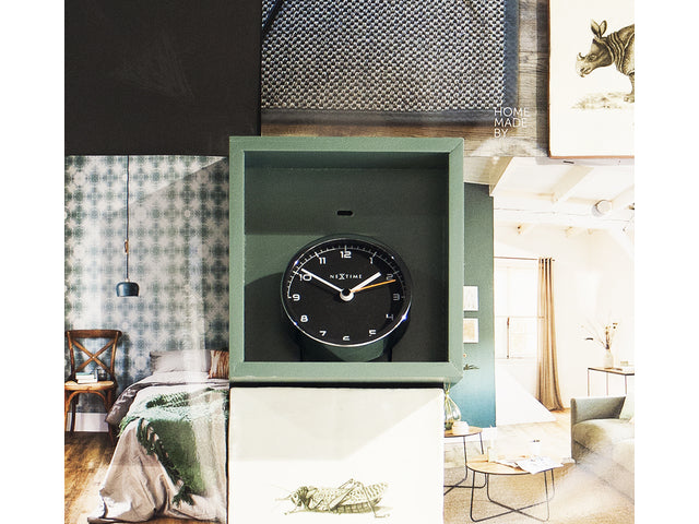 wekker NeXtime 9 x 9 x 7,5 cm, metaal, zwart, 'Bedrijfsalarm'